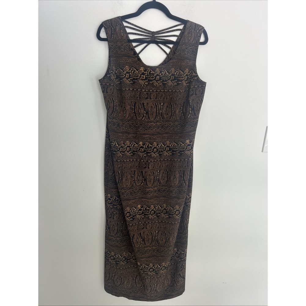 Tradition Women's Sz 18 Boho Style Aztec Print Sleeveless Maxi Dress Back Zipper